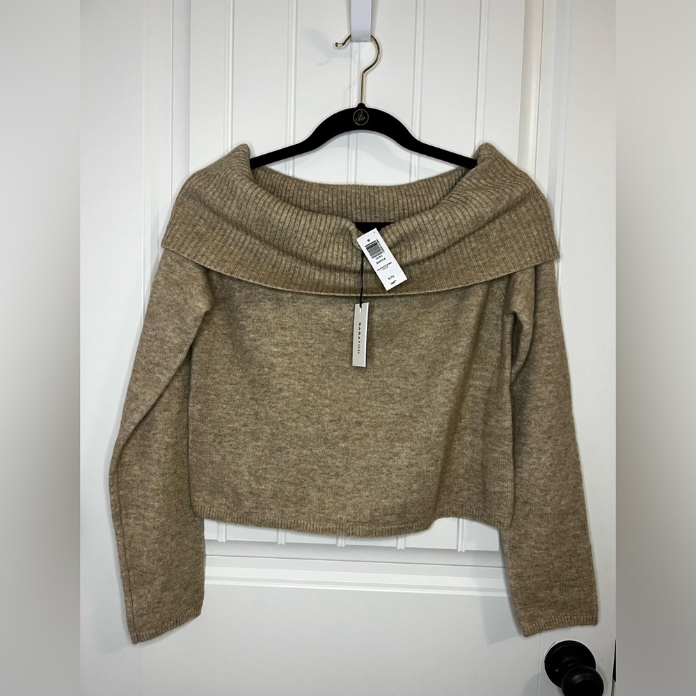 NWT Aritzia Babaton Bustle Sweater - Heather Bone / Tan
